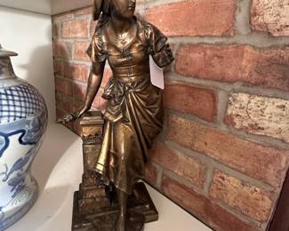 Etrope Bouret (French 1833-1906) Bronze figural sculpture signed on the base of the pedestal