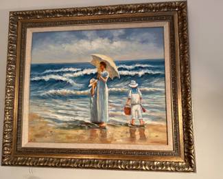 Painting of Beach Scene on Canvas