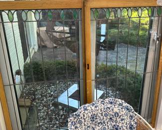 Arts and Crafts Era (ca. 1915) Pair of  Leaded Glass Panels