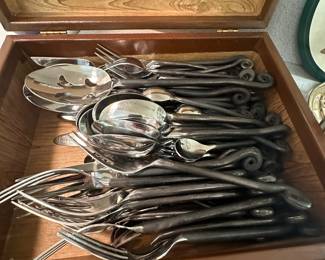 Treble Clef pattern stainless set (minus one salad fork)