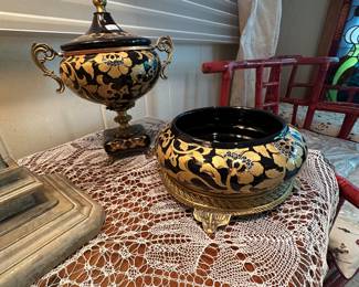 Black and Gold Tapestry Jars