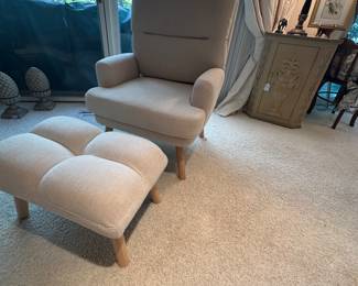 Brand New Modern Reclining Armchair and Ottoman