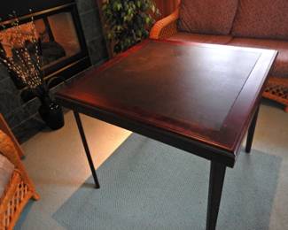 Walnut card table w/leather