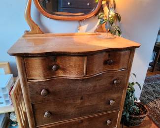 Antique Highboy Dresser w/attached Mirror. 
