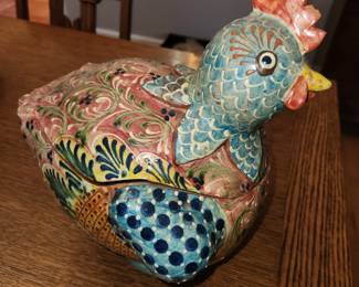 Fabulous Ceramic Chicken Pot from France 