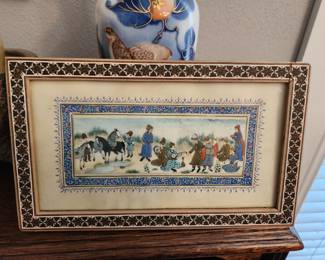 Paint on Silk framed 