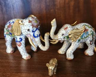 Two Cloisonne Elephants