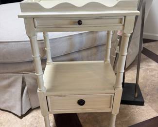 Petite table with pull out tray