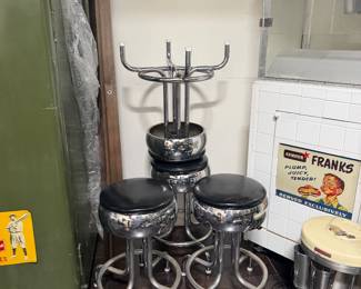 Chrome and black counter stools vintage 4 total
