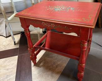 Red painted table