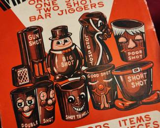 Vintage Box of Ornamental Bar Jiggers