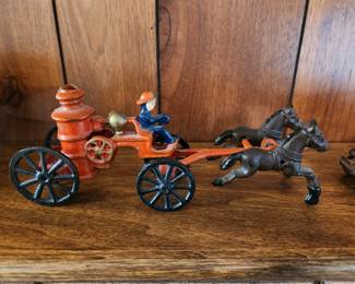 Vintage Metal Firemen and Horses 