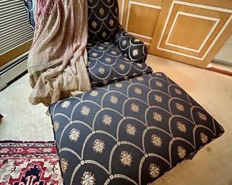 Custom covered  comfy armchair w/ matching ottoman 