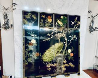 Vintage hand painted Asian style screen