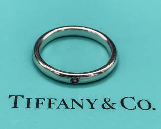 Tiffany & Co. Elsa Peretti Diamond Petite Solitaire Stacking Band - Sophisticated, Timeless Designer Diamond Ring