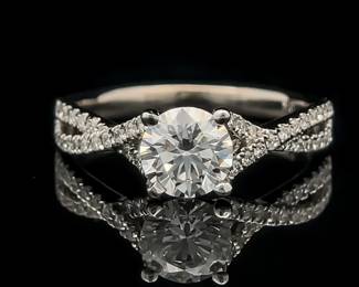 1.05ct Diamond Infinity Cross Over Bridal Engagement Ring in 18k White Gold - VVS2 Clarity/D-E Color - Excellent Condition!