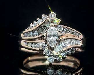 1 Carat Diamond Cluster & Channel Bypass Wrap Ring in 14k Yellow Gold