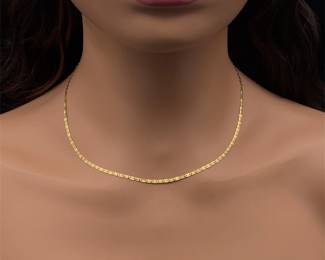 Slim Stamped Flat "Gucci" Like Inspired Link Chain Necklace in 18k Yellow Gold