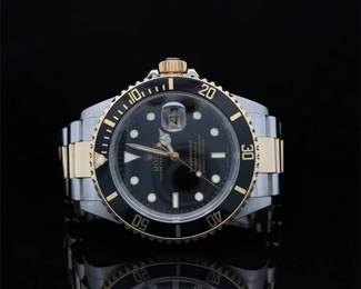Rolex Submariner Oyster Perpetual Date Watch 18k Gold & Stainless Steel, Oyster Bracelet, R16613N