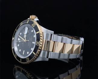 Rolex Submariner Oyster Perpetual Date Watch 18k Gold & Stainless Steel, Oyster Bracelet, R16613N