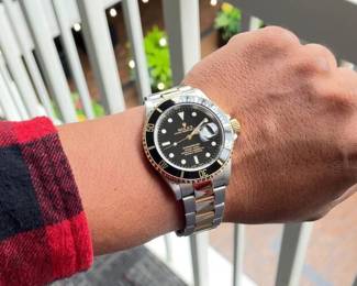 Rolex Submariner Oyster Perpetual Date Watch 18k Gold & Stainless Steel, Oyster Bracelet, R16613N