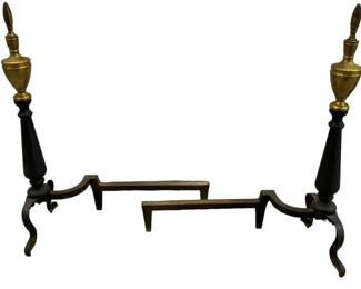 Cast Iron Brass Andirons