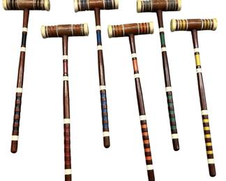 Six Vintage Croquet Mallets