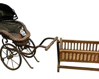 Vintage Doll Crib Stroller