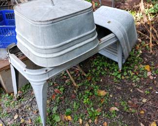Old wash tubs with stand