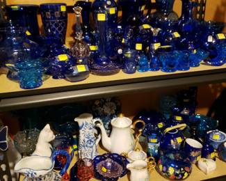 Collection of blue glass