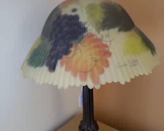 Painted glass lamp shade by Glenda Turley