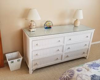 Wicker dresser with glass top