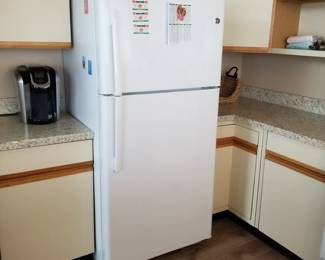 GE refrigerator; Kuerig coffee maker