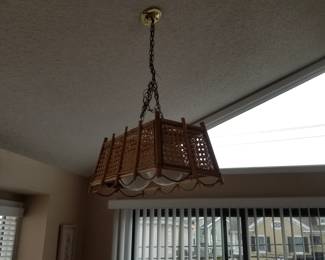 Retro rattan & wicker light fixture