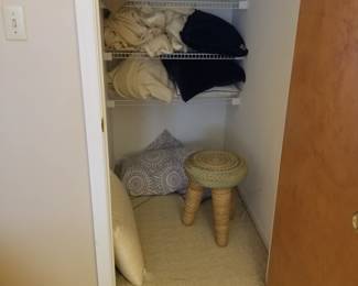 Three-legged wicker stool - two available