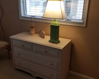 Pretty Stanley dresser; table lamp