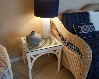 Wicker furnishings detail, note the "couch" is a day bed