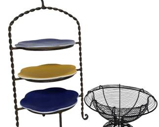 Plate Stand and Metal Vegetable Basket