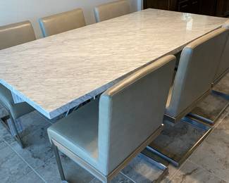 6-seat gray marble table