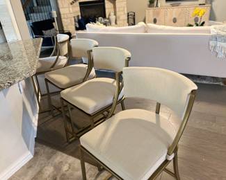 (6) Allister Bar stools. Tan and gold