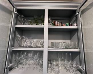 Wine glasses, snifters, martini glasses, margarita glasses, shot glasses.