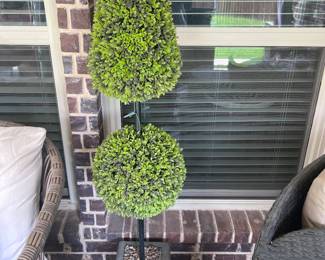 (2) pre-lit boxwood trees