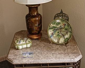 1 of 2 I Robot Roomba Vacuums and 1 of 2 Marble Top End Tables.