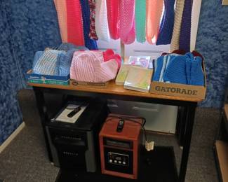 Variety of Handmade Scarves, Hats & Gloves. 2 Electric Heaters
