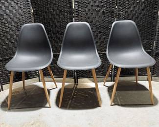 3 Black Molded Side Chairs with Metal Legs