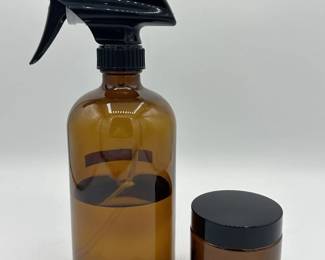 Amber Glass Spray Bottle and Jar Lot
