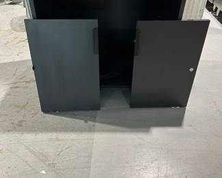 Black Metal Storage Cabinet with Keys and 2 Shelves