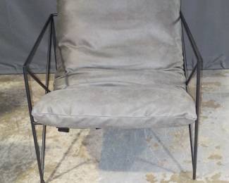 Comfortable Modern Black Wrought Iron Chair with Gray Cushion