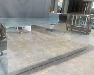 Mirrored Extra Large Reception Desk with 4 Drawers