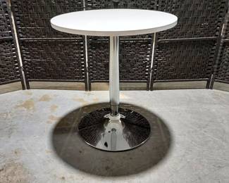 Nice Round Adjustable Height Table Chrome Base with Swivel Top